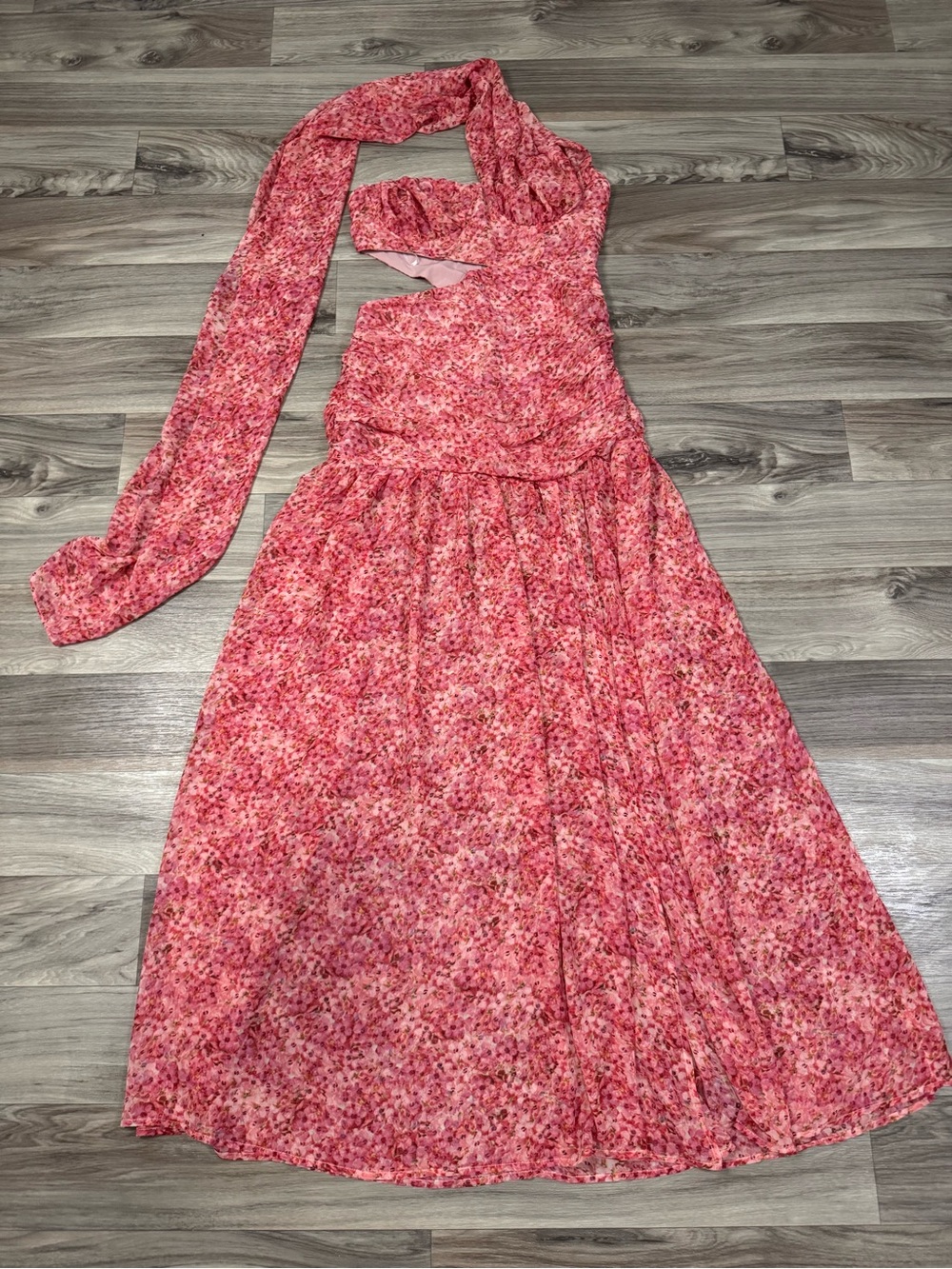 Hello Molly What A Girl Loves Strapless Maxi Dress in Pink Print Size Medium 6